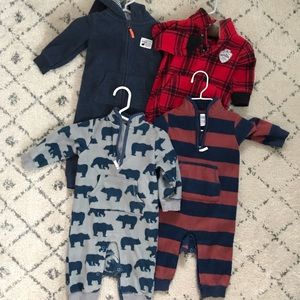 4 Pack of Boys Fleece One Piece Suits